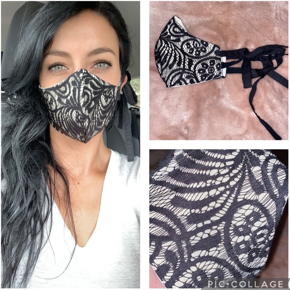 Triple Layer Black Lace Face Mask